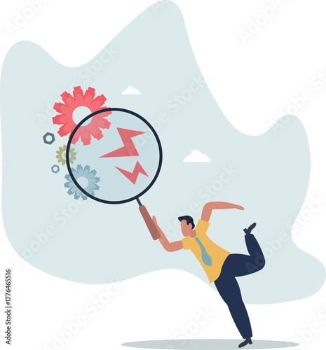 Analyze problem to fix the process, solving business issue for smooth workflow, project management or development concept.life and employment of people.