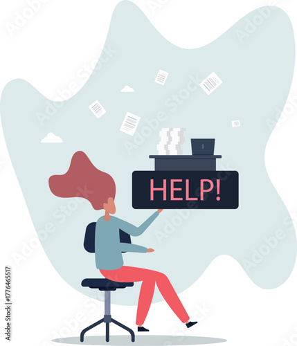 Asking for help to finish overload work, support or help needed, solution to solve busy work problem, overworked or trouble concept.life and employment of people.