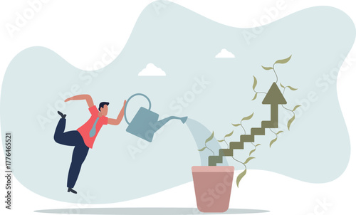 Growth step or career path, job improvement stair or growing investment or stair to success, mentorship concept.life and employment of people.