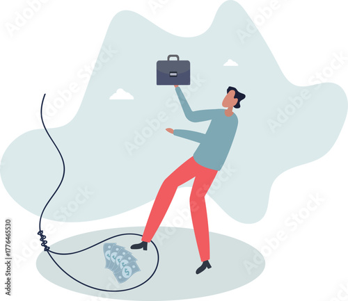 Money trap to trick greed people, danger fraud or threat to attack victim, financial or investment problem concept.life and employment of people.