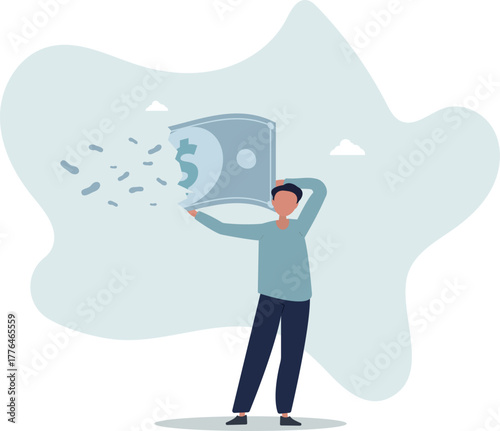 Lose money investment in financial crisis, profit and loss in business or deflation and inflation concept.life and employment of people.