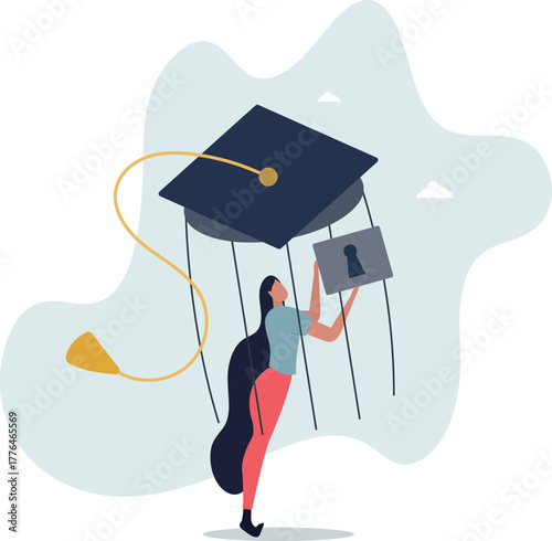 Student loan debt, money trap that graduated have to payback huge amount of money, expensive cost for education concept.life and employment of people.