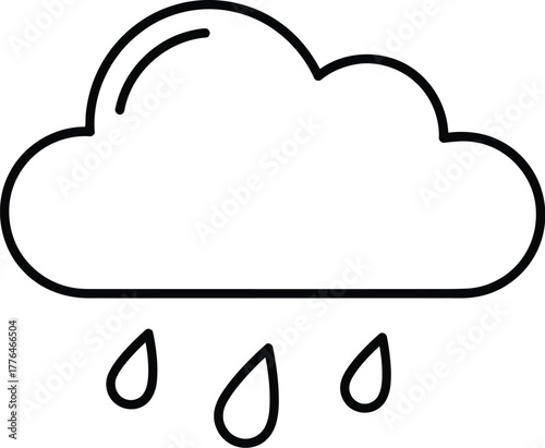 Vector art of cloud with rain drops line art