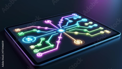 Wallpaper Mural Tablet Displaying Growing Circuit Board Connection Network Concept Torontodigital.ca