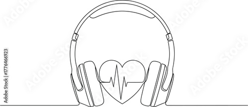 Vector art of headphones with heart rate