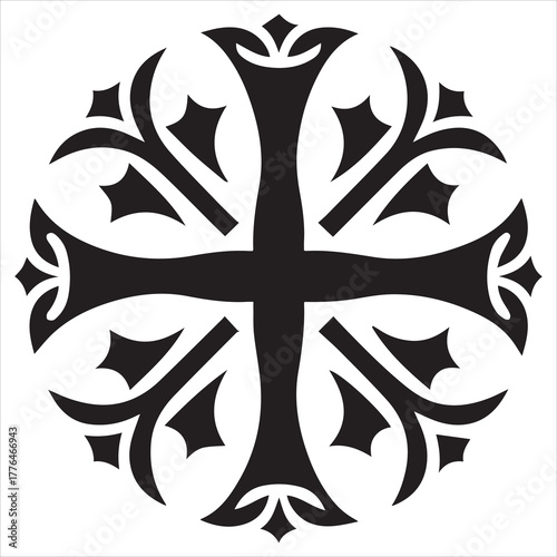 black line art  christian cross