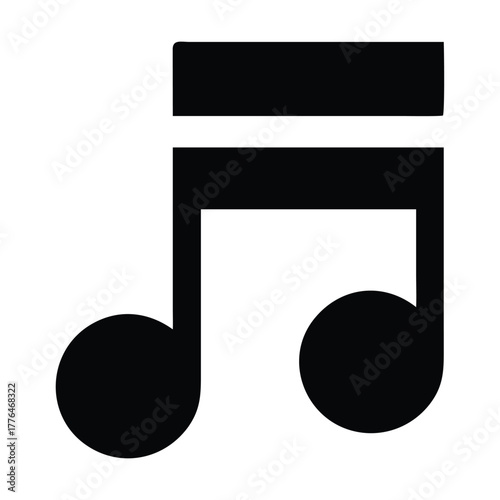 Double eighth note music icon symbol, sound media design element