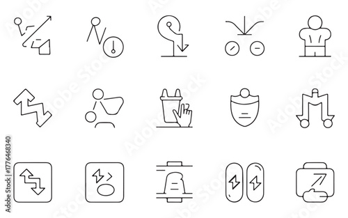  Collection of simple outline icons representing gears settings tools and processes