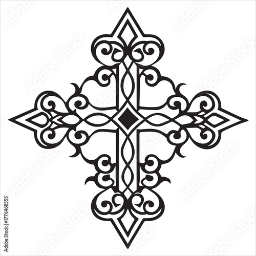 black line art  christian cross