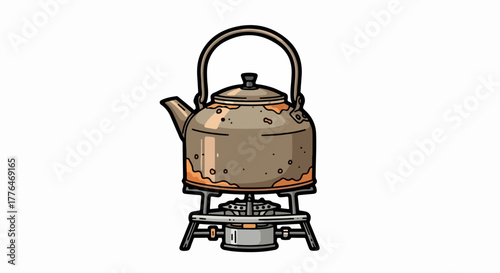 Boiling kettle on stove for tea or coffee