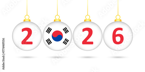 South Korea Flag Christmas Balls 2026 Decoration.