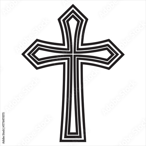 black line art  christian cross