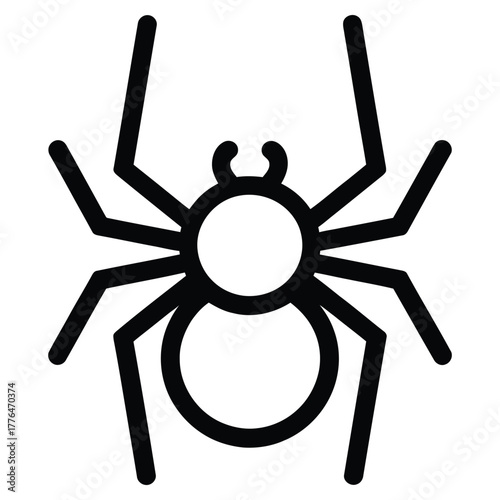 Simple black outline icon of a spider