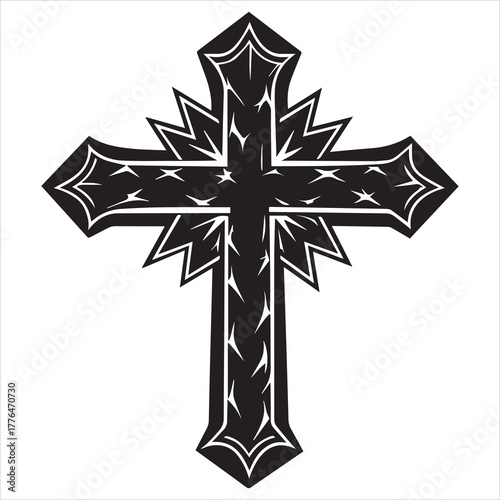 black line art  christian cross