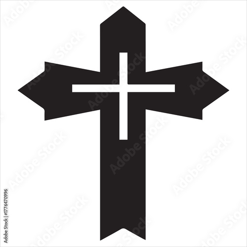 black line art  christian cross