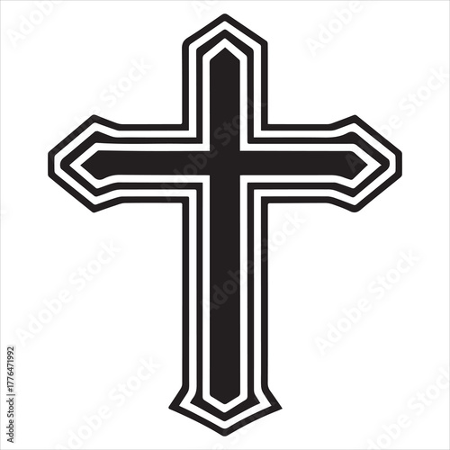 black line art  christian cross