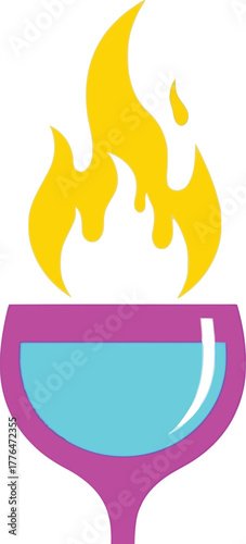Flaming cocktail glass icon