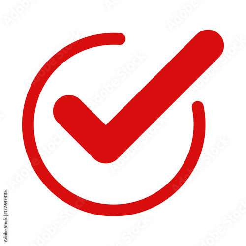 Картината върху платно Vibrant red check mark enclosed within a circle symbolizes approval, agreement,