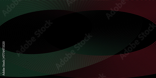 3D green red techno abstract background overlap layer on dark space with glowing waves shape decoration. Modern graphic design element lines style concept for banner, flyer, card, or brochure cover