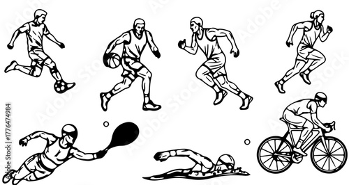 Collection of various sport athletes diverse range of sporting activities