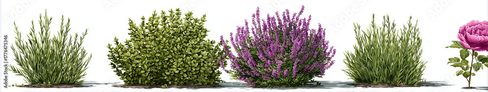 Obraz premium 3 realistic trees in different sizes, white background