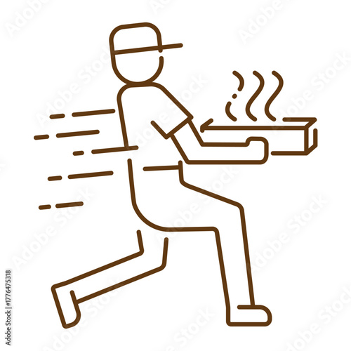 Pizza delivery line icon isolated on transparent background. Fast food, pizza, sushi, burger and express delivery symbol for restaurant, courier and takeaway design. Delivery service. Editable stroke.