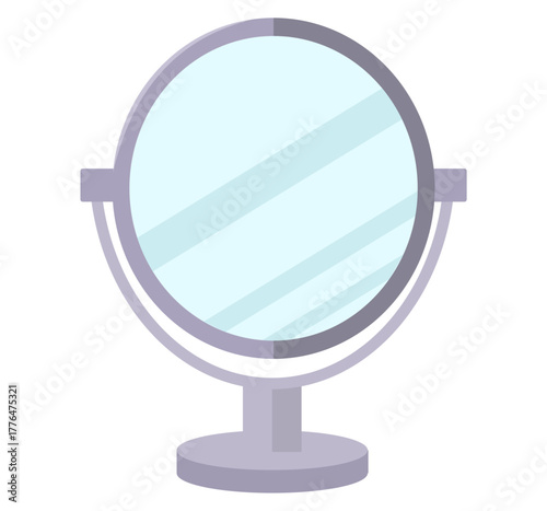 鏡のイラスト、ミラー、卓上鏡。ベクターイラスト