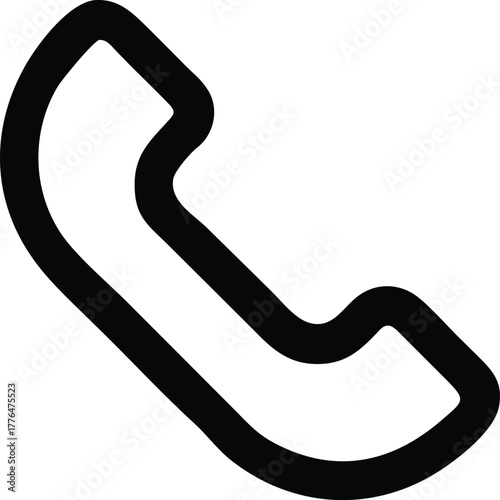 Classic telephone handset outline icon for communication concept