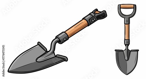 Gardening shovel tool with transparent background