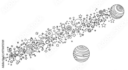 Cosmic star dust, a celestial stream of stars, planets, and cosmic dust, evoking the vastness and wonder of space