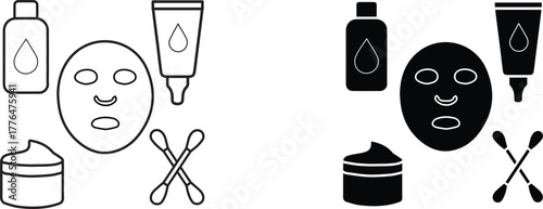 skin care items  icon vector graphic illustration  with white background flat hand made icon fill icon .