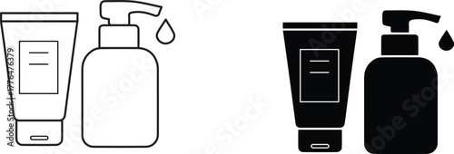 body lotion and hand cream  icon vector graphic illustration  with white background flat hand made icon fill icon .