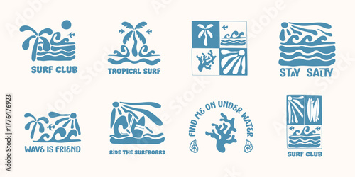 Collection of Surf Badges design, for tshirt branding, beachwear branding and other uses