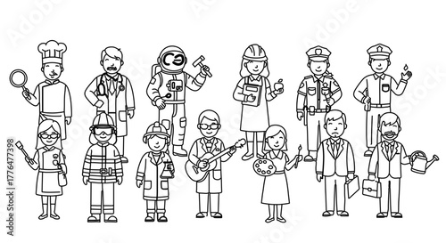 Diverse group of people in various professions