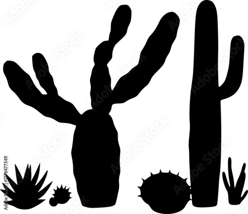 Minimalist cactus silhouette vector for nature and travel theme