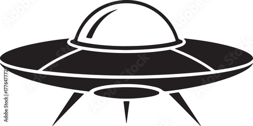 Black silhouette of a classic flying saucer ufo

