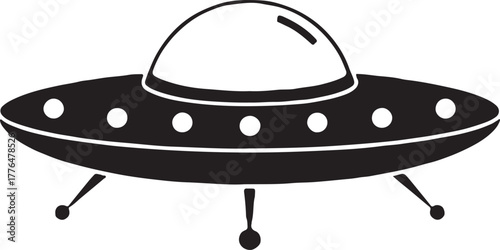 Black silhouette of a classic flying saucer ufo

