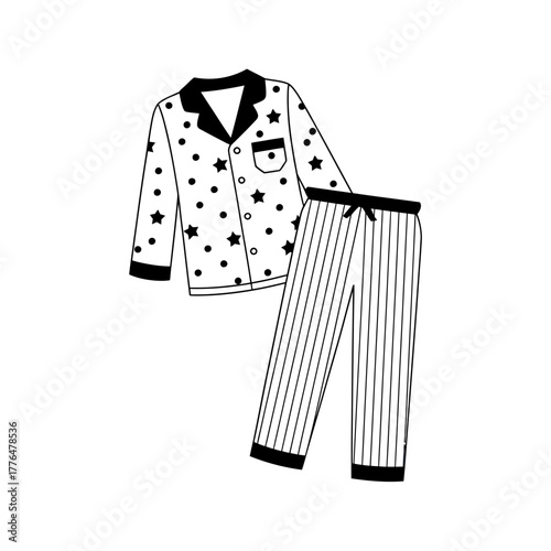 Comfortable Pajama Set for a Relaxing Night Sleep Black and White Design Perfect for Sleepwear Fashion