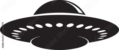 Black silhouette of a classic flying saucer ufo

