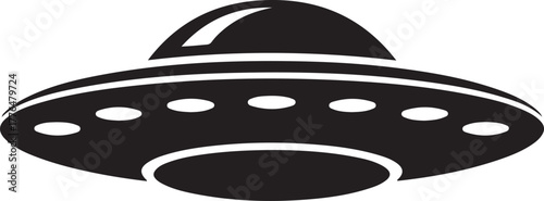 Black silhouette of a classic flying saucer ufo

