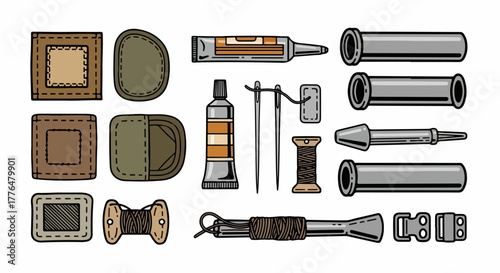 Leatherworking tools and supplies set