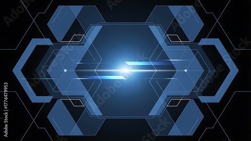 Blue abstract technology digital hi tech concept background. Space for your text.hexagon, science, tech, cyberspace, graphic, abstract, business, communication, futuristic, illustration, 