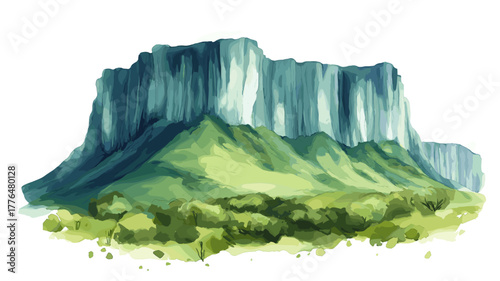 Mount Roraima. Mount Roraima hand drawn watercolor illustration