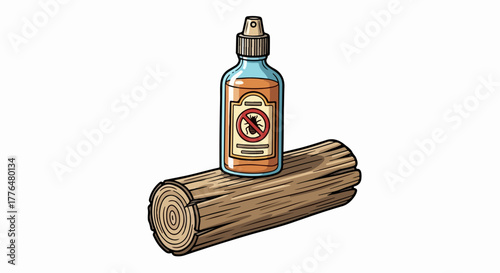 Pest control spray on wood log