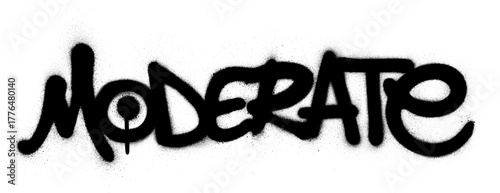 graffiti moderate word sprayed in black over white
