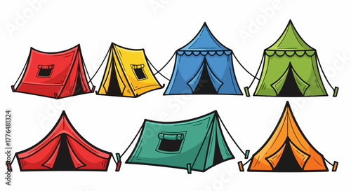 Colorful camping tents outdoor recreation adventure