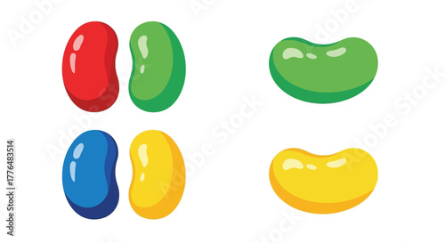 A colorful assortment of jelly beans in red green blue and yellow