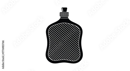 Simple black and white illustration of a hot water bottle design