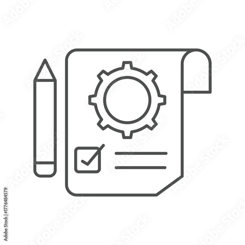 Work Planning thinline icon , vector, pixel perfect, illustrator file 
