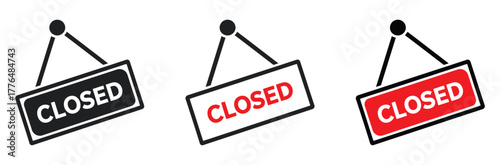 Clear signage indicating business closure, essential for customer communication and operational status updates in various commercial settings.